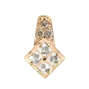 photo:18K Yellow Gold square motif rough diamond pendanthead