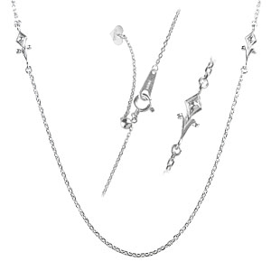 photo:18K White Gold crest lily chain necklace