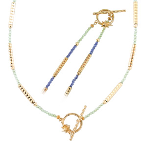 photo:18K Yellow Gold peridot and iolite design necklace