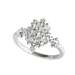 Photo:18K White Gold 0.42ctUP Diamond design ring