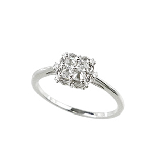 Photo:18K White Gold 4stone early-star Diamond ring 0.2ctUP