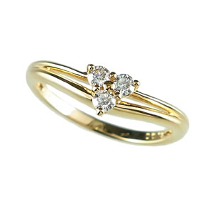 photo:18K Yellow Gold three stone Venusarrows Diamond ring