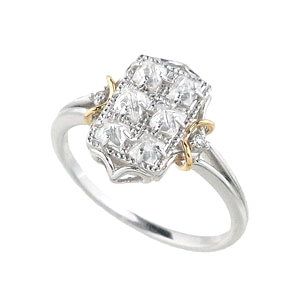 photo:18K 2tone rough diamond design ring