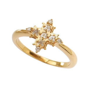photo:18K Yellow Gold cross design rough diamond ring