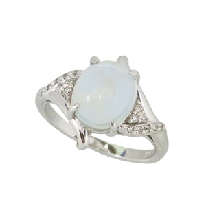 photo:18K White Gold moon stone design ring 3.5ctUP