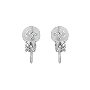 photo:18K White Gold VenusarrowsDiamond melee cross earring Total 0.2ctUP