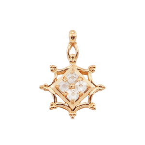 Photo:18K Yellow Gold early-star Diamond octogon pendanthead