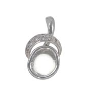 Photo:18K White Gold Diamond curved design pendanthead