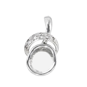 photo:18K White Gold Diamond curved design pendanthead