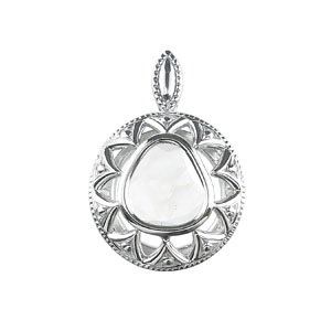 photo:18K White Gold Diamond flower motif design pendanthead