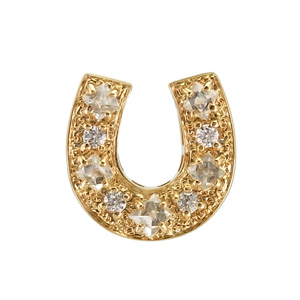 photo:18K Yellow Gold horseshoe design rough diamond pendanthead