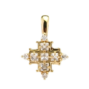photo:18K Yellow Gold cross design rough diamond pendanthead