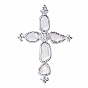 Photo:18K White Gold cross motif Impressive Diamond pendanthead