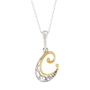 photo:18k 2tone roughdiamond initial pendant [C]