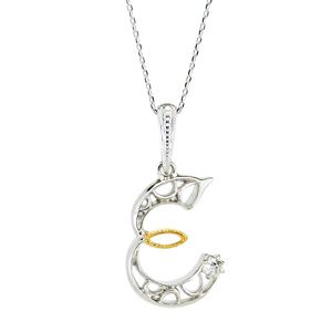 photo:18k 2tone roughdiamond initial pendant [E]