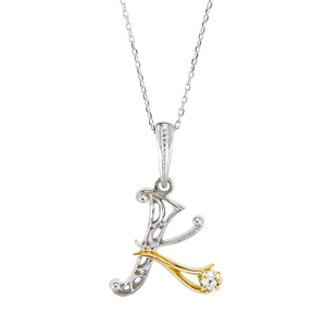 photo:18k 2tone roughdiamond initial pendant [K]