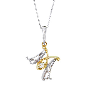 photo:18k 2tone roughdiamond initial pendant [M]