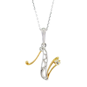 photo:18k 2tone roughdiamond initial pendant [N]