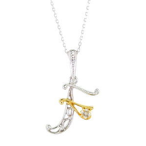 photo:18k 2tone roughdiamond initial pendant [F]