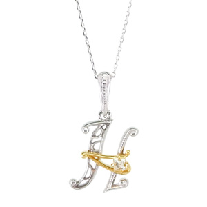 photo:18k 2tone roughdiamond initial pendant [H]