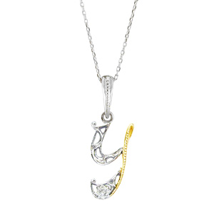 photo:18k 2tone roughdiamond initial pendant [Y]