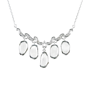 photo:18K White Gold 5stone Impressive Diamond design swing necklace