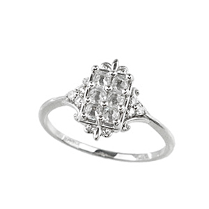 Photo:18K White Gold 6stone early-star Diamond ring 0.3ctUP