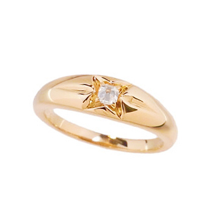 Photo:18K Yellow Gold early-star Diamond solitaire ring 0.1ctUP