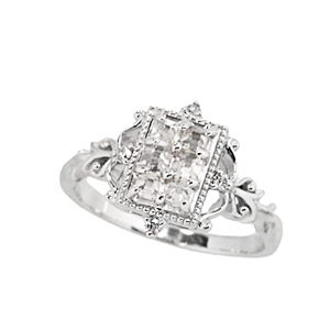 Photo:18K White Gold 6stone early-star Diamond ring 0.3ctUP