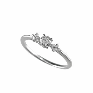 photo:18K White Gold VenusarrowsDiamond melee cross ring 0.2ctUP