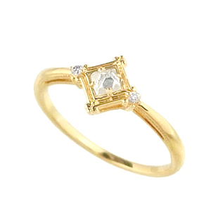 photo:18K Yellow Gold rough diamond classical square design ring